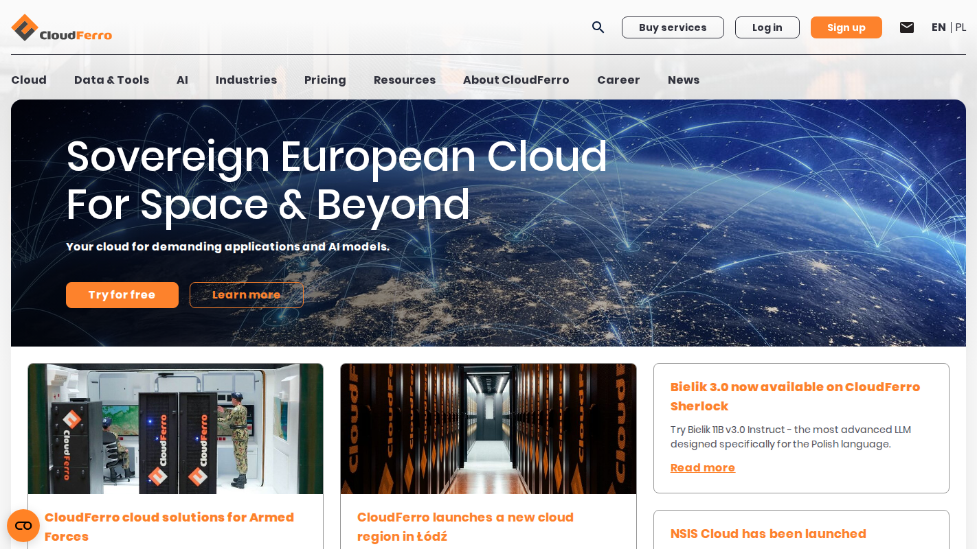 CloudFerro homepage