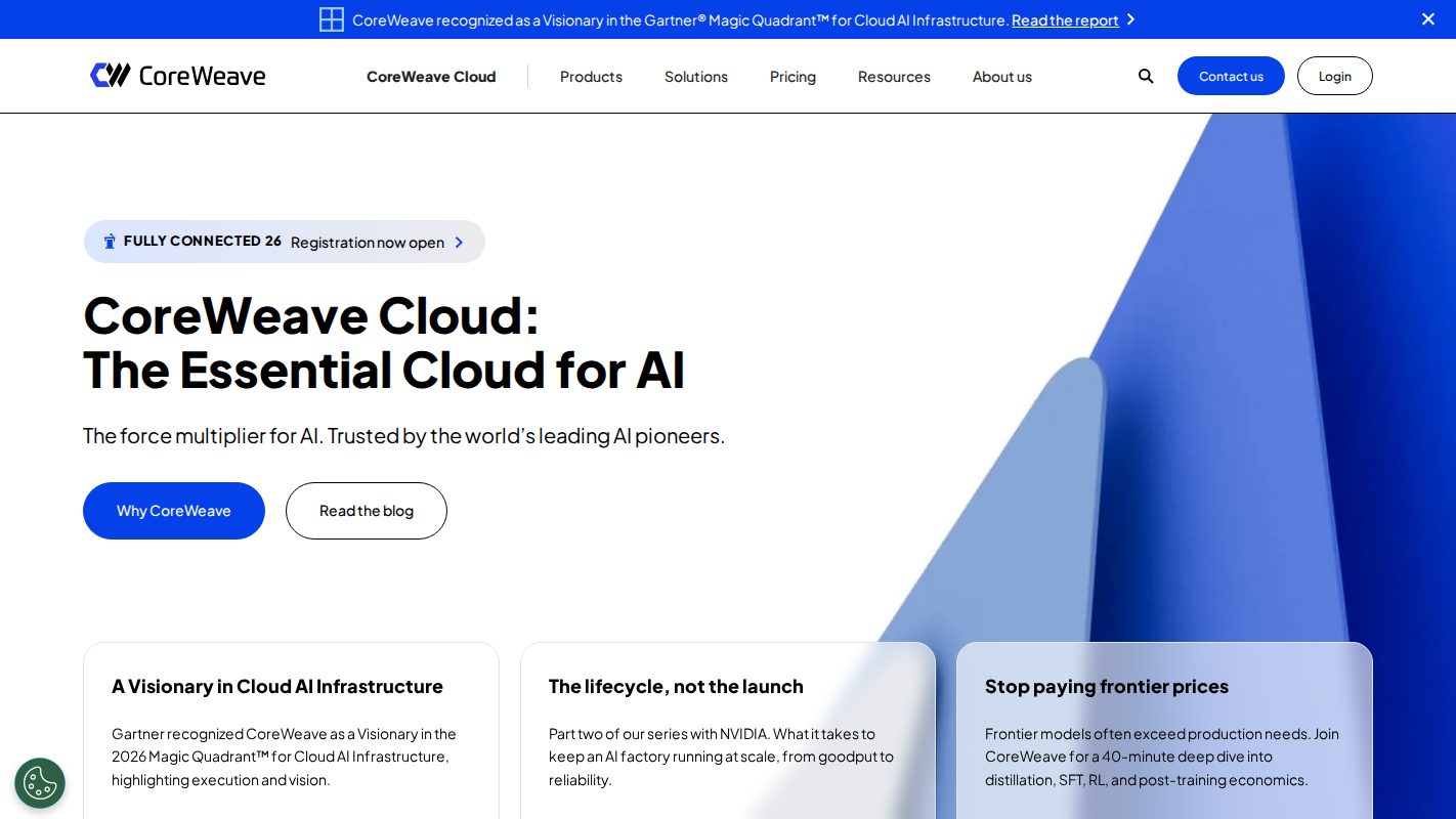 CoreWeave homepage
