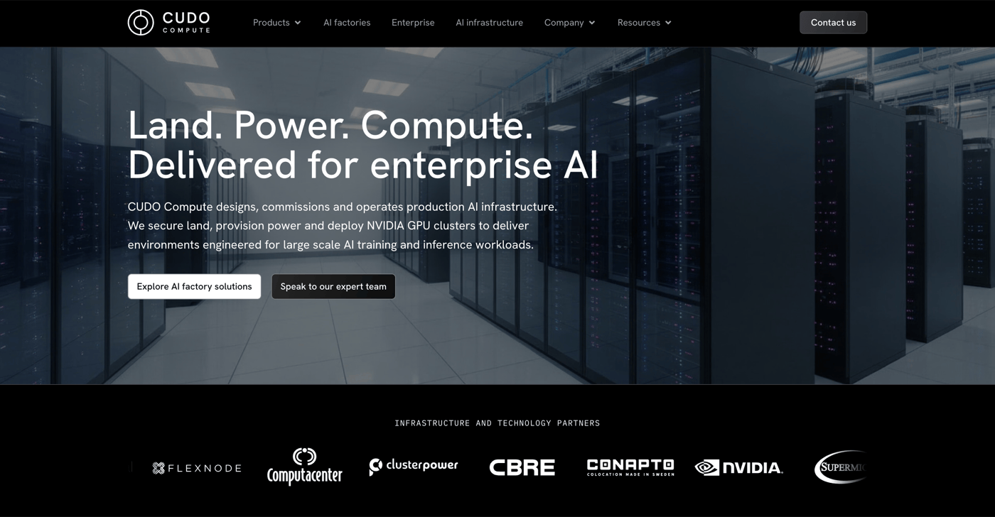 CUDO Compute Homepage
