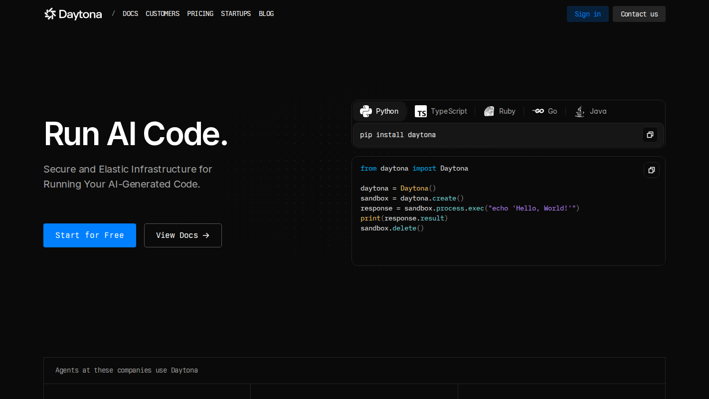 Daytona homepage