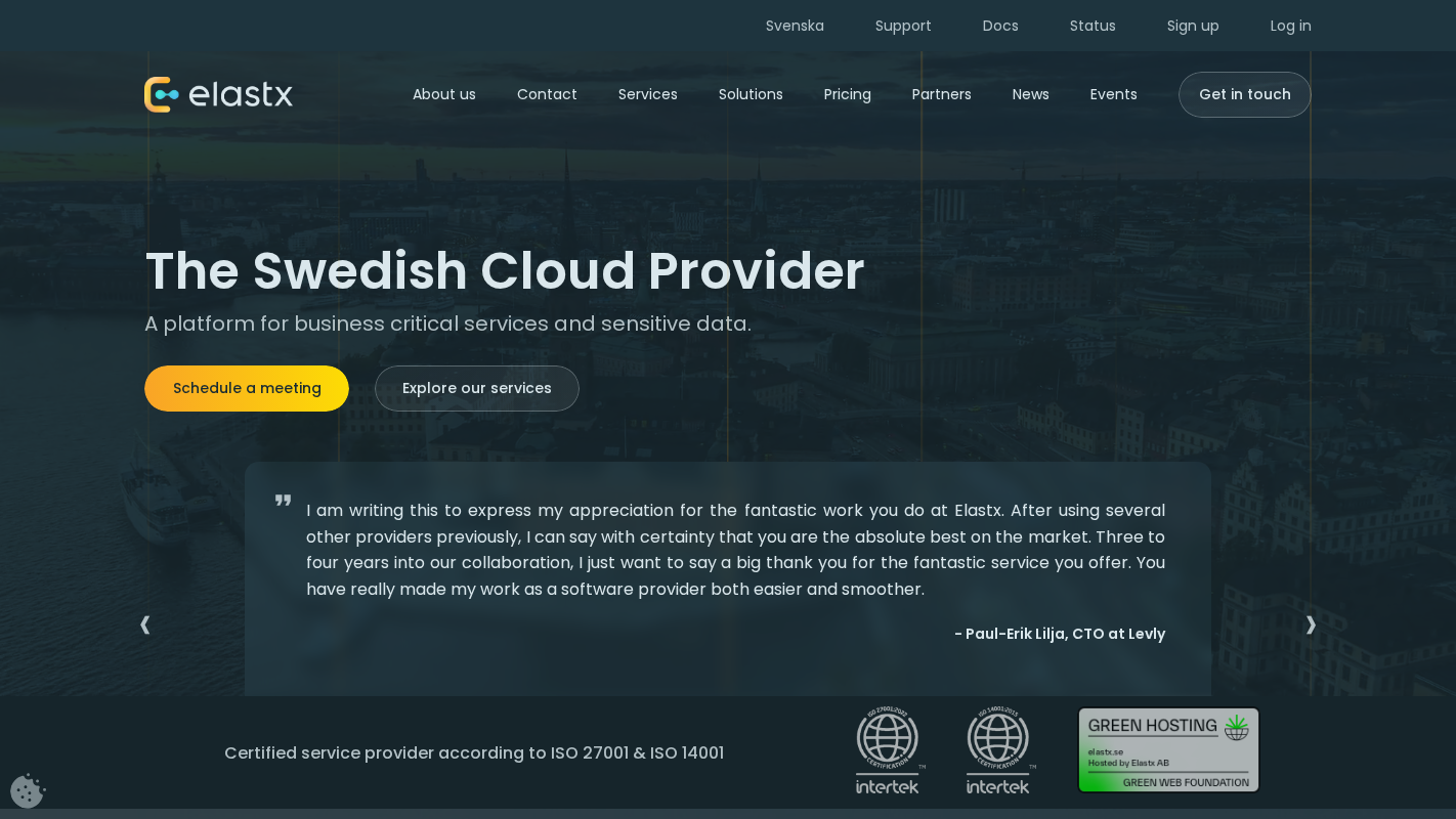 Elastx Homepage