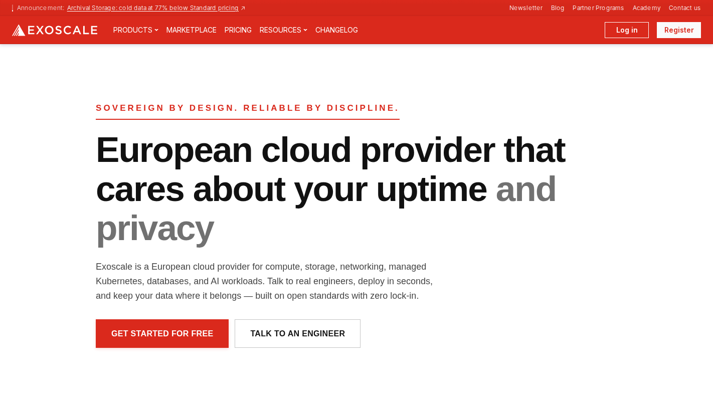 Exoscale Homepage