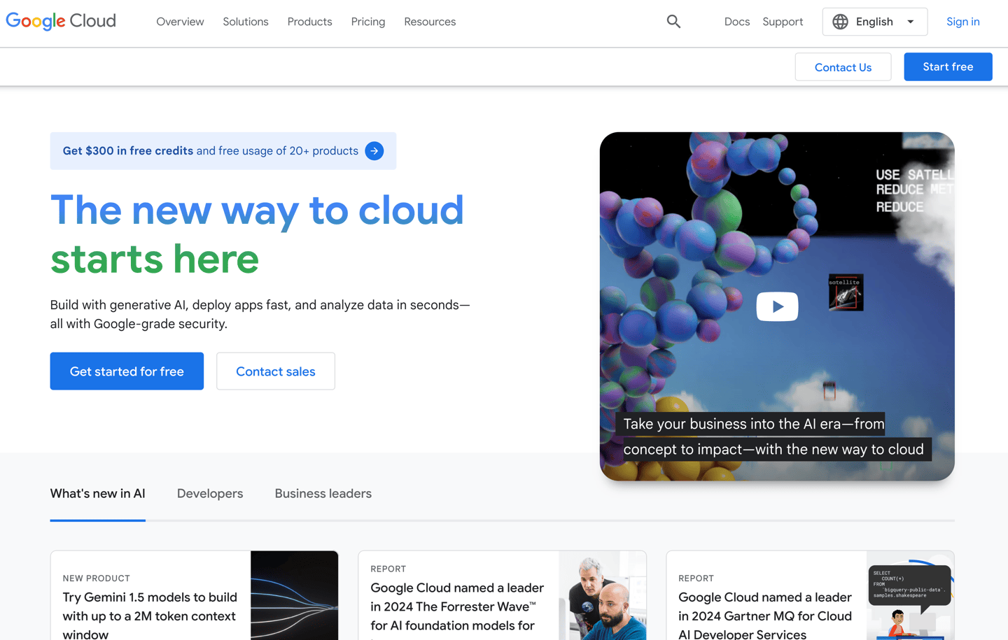 Google Cloud Homepage
