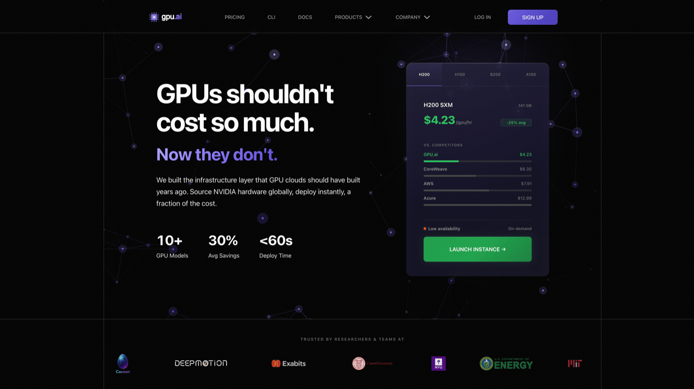 GPU.ai Homepage