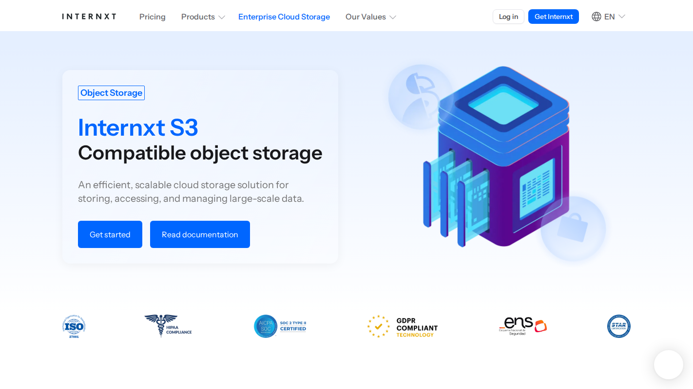Internxt homepage