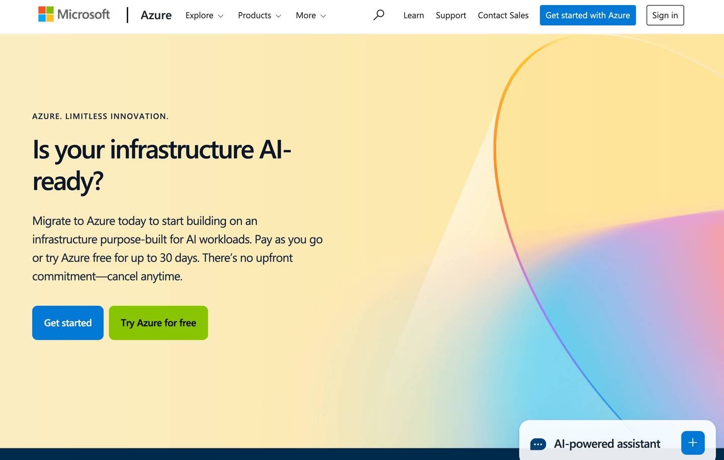 Microsoft Azure Homepage