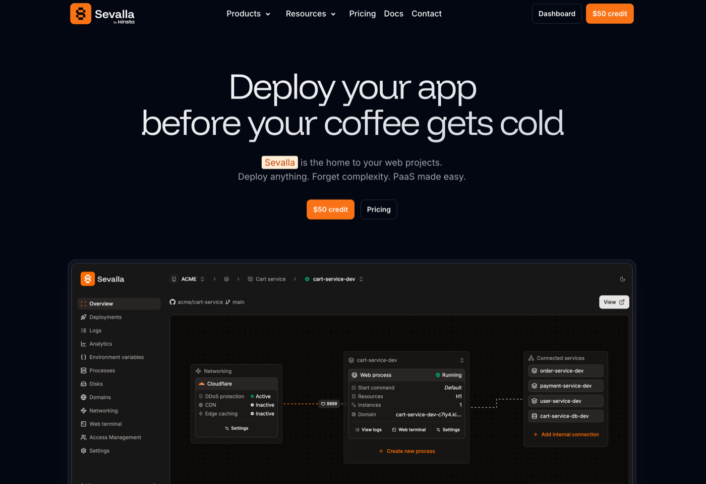 Sevalla Homepage