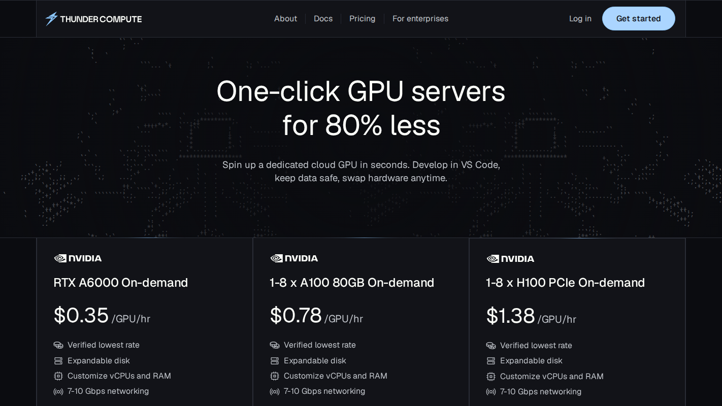 Thunder Compute Homepage