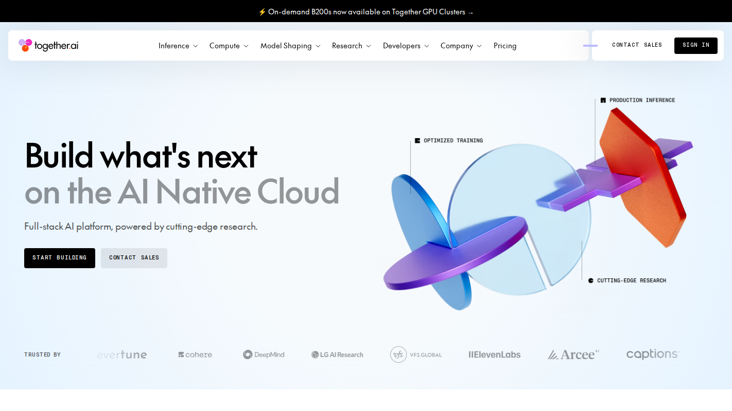 Together AI Homepage