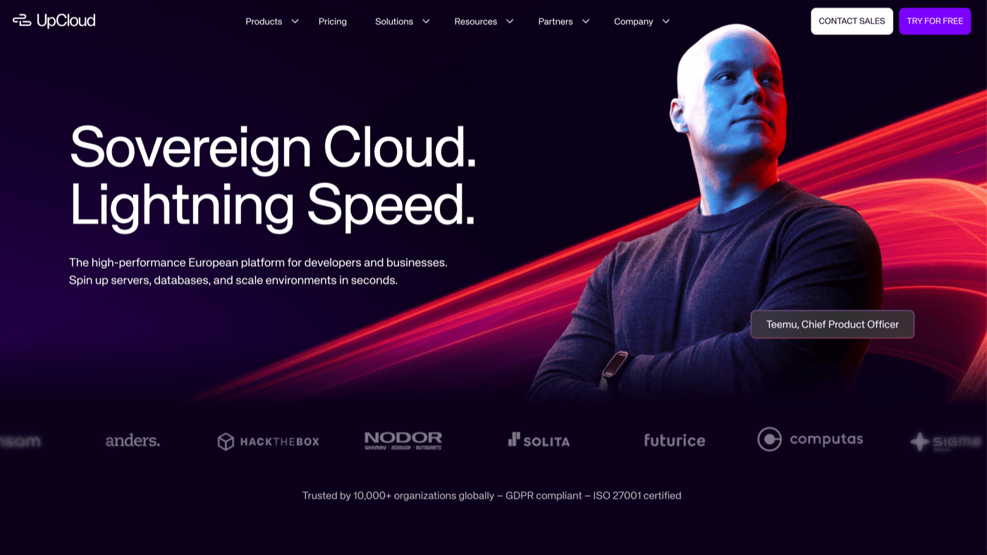 UpCloud homepage
